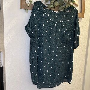 Maurices Dark Green Polka Dot Blouse